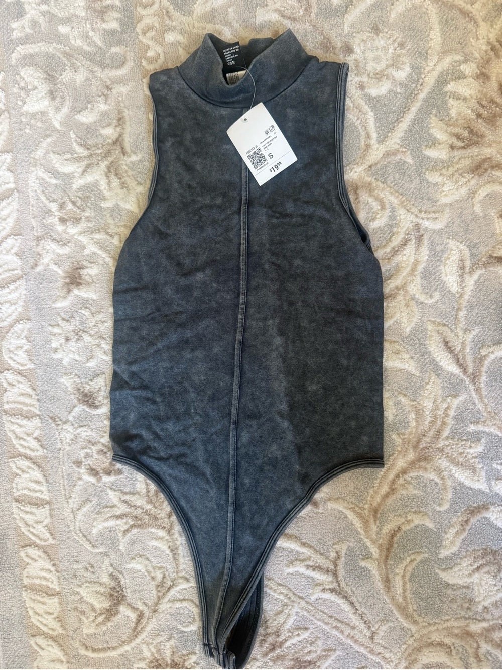 Forever 21 Sleeveless Mock Neck Bodysuit - Charcoal